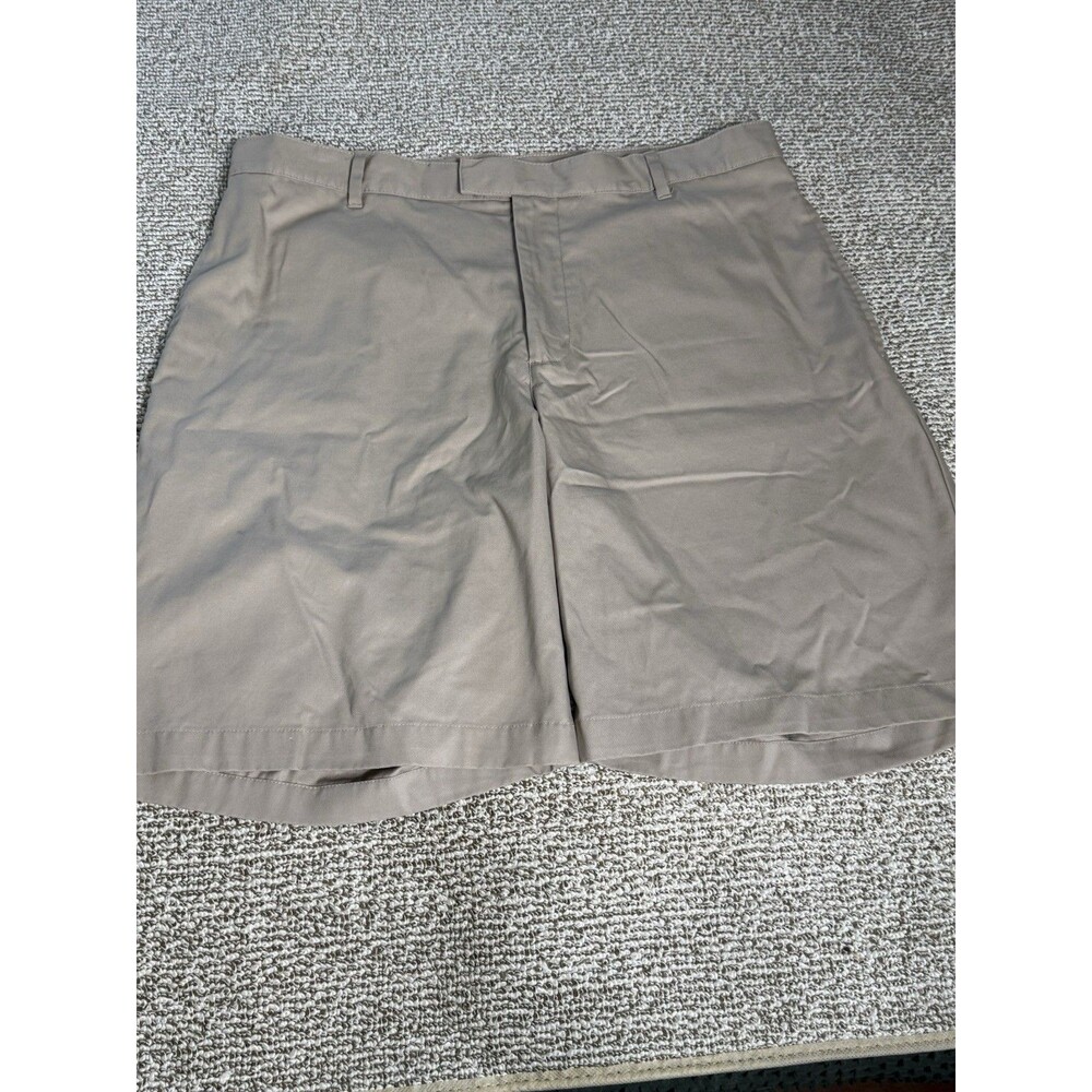 Greg Norman Golf Shorts Men's 36 Khaki Polyester Flat Front 9" Inseam THE SHARK